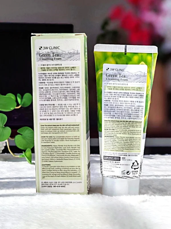 3W Clinic Green Tea Cleansing Foam 100ml Back