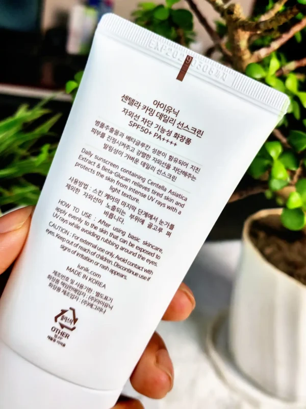 iUNIK Centella Calming Daily Sunscreen 60ml Back