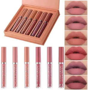 HANDAIYAN 6 Colors Long Lasting Velvet Lips Tint Liquid Lipsticks Waterproof Non-Stick Cup Lipgloss Gift Set (B)
