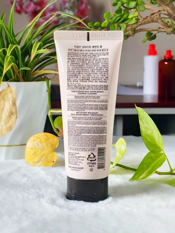 The Face Shop Rice Water Bright Foaming Cleanser 100ml Back