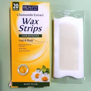 Beauty Formulas Chamomile Extract Wax Strips Hair Remover for Legs & Body (20 Wax Strips)