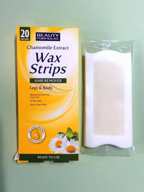 Beauty Formulas Chamomile Extract Wax Strips Hair Remover for Legs & Body (20 Wax Strips)