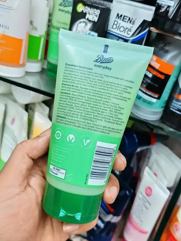Boots Everyday Cucumber Facial Wash 150ml Back