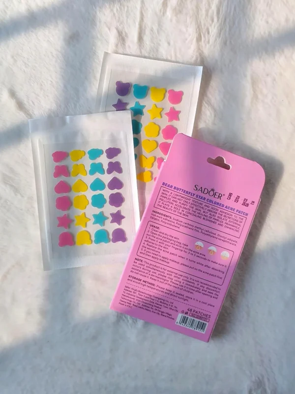 SADOER Colored Bear Butterfly Star Acne Patch Box 48 Patches 3