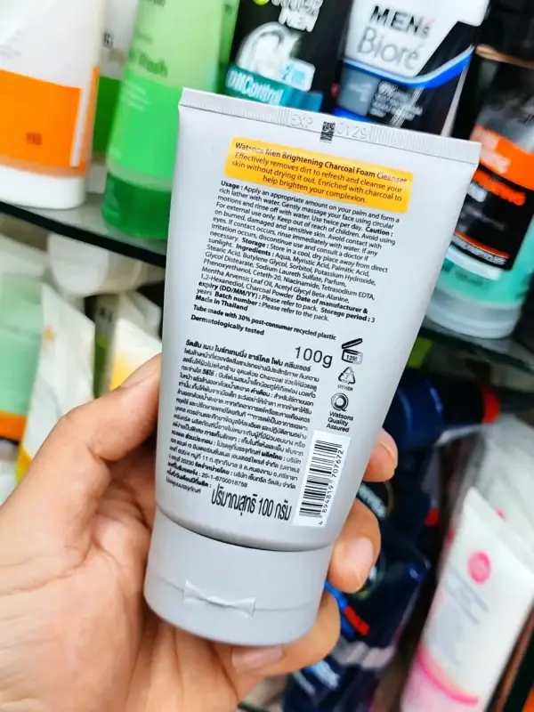 Watsons Men Brightening Charcoal Foam Cleanser 100g Back
